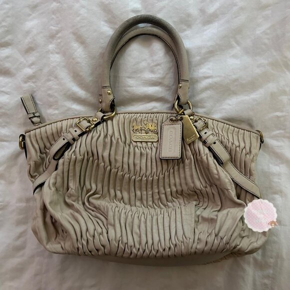 2000s vintage Coach Madison Sophia Gathered Leather Satchel soho cream white - Picture 1 of 6